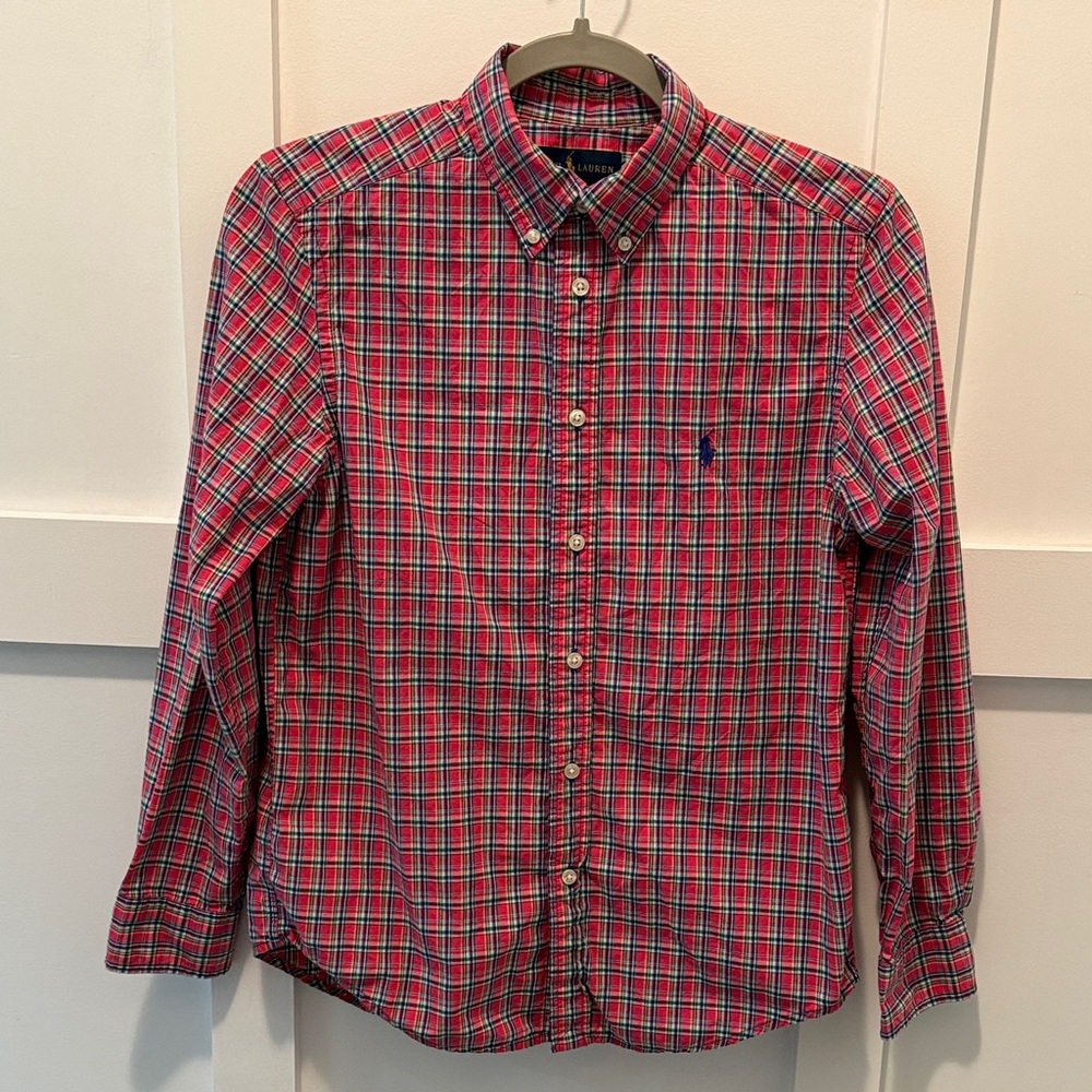 Ralph Lauren Red and Green Plaid Shirt size large 14/16